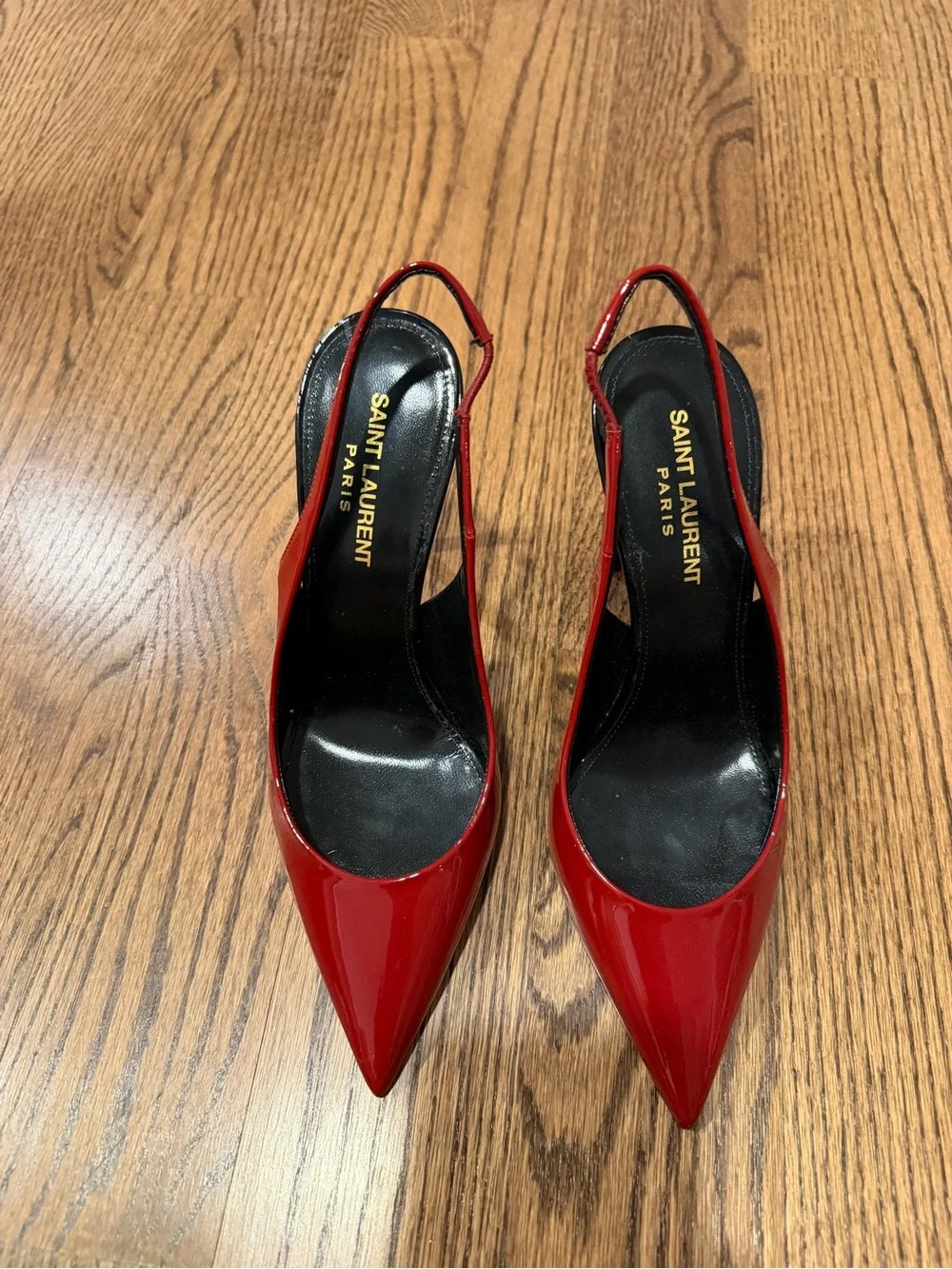 Saint Laurent Red Patent Pointed Slingback Pumps YSL - Picture 9 of 16